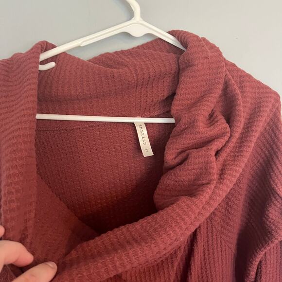 Emerald Waffle Knit Cowl Neck Top Women's Plus Size 3X Long Sleeves - Picture 4 of 7